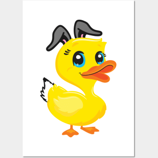 Cute Easter Bunny Duck Posters and Art